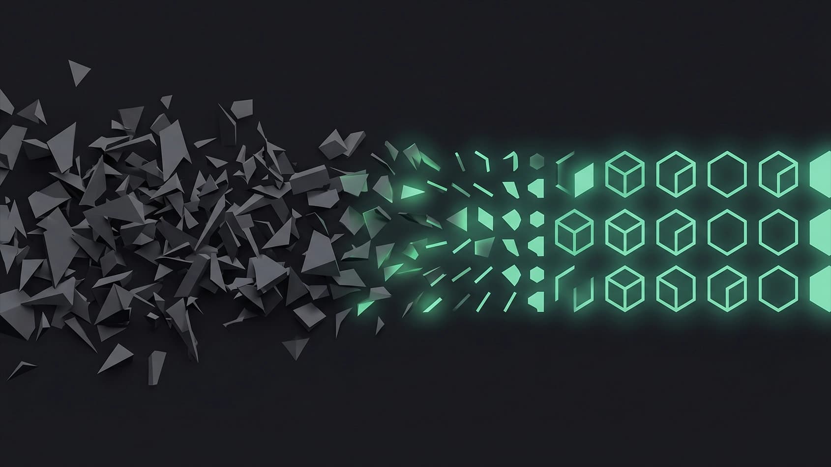 Abstract visualization of website structured data being revealed — from chaos to organized clarity